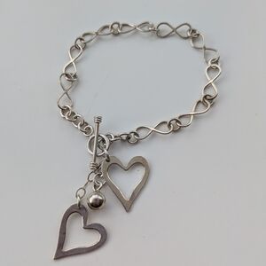 Elegant Silver Heart Charm Bracelet